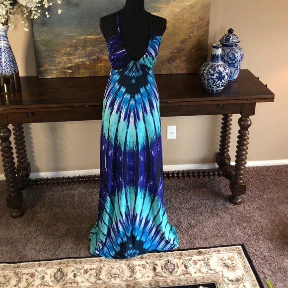 Blue Peacock Maxi Dress - Picture 10 of 11